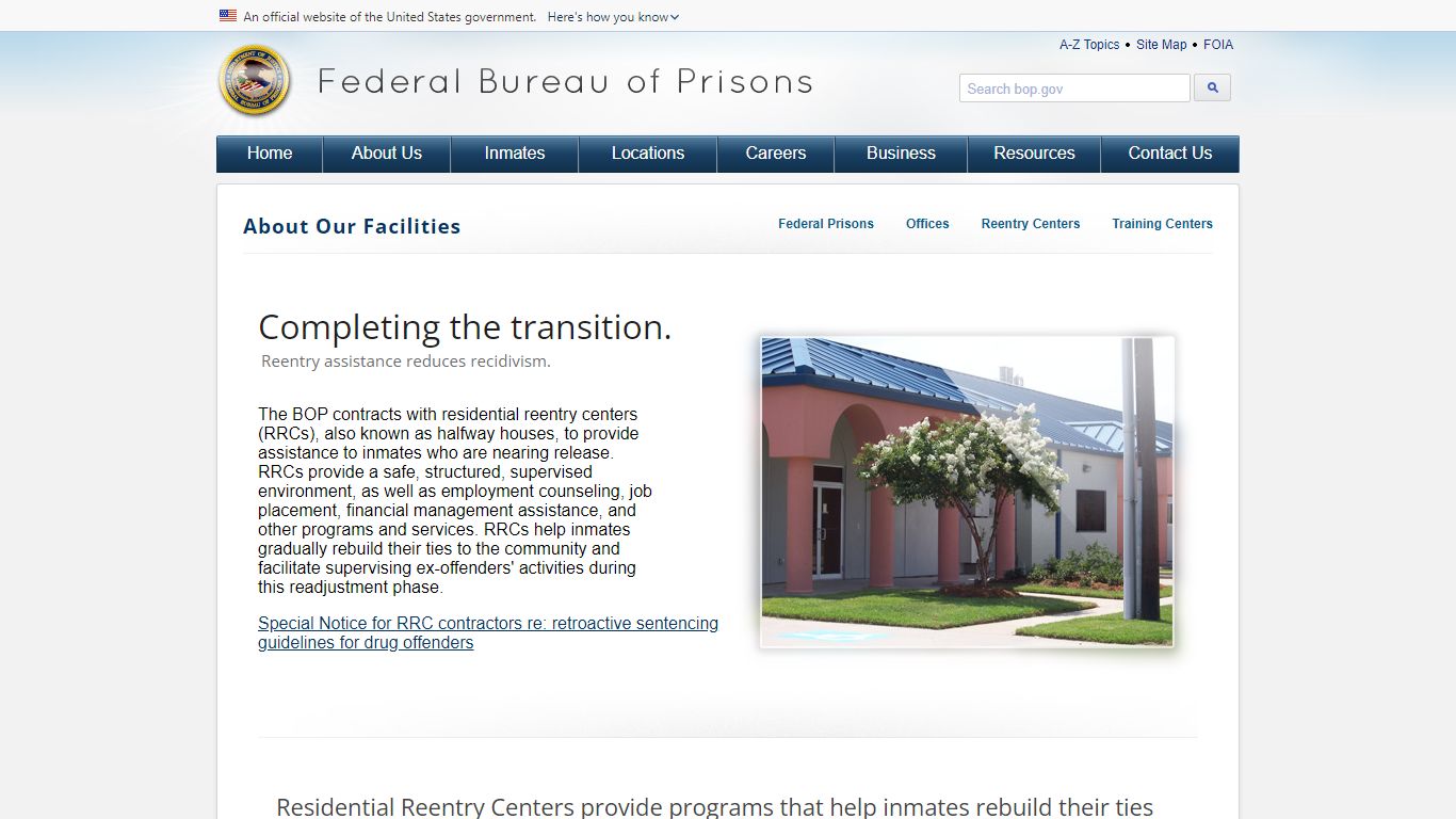 BOP: Residential Reentry Management Centers